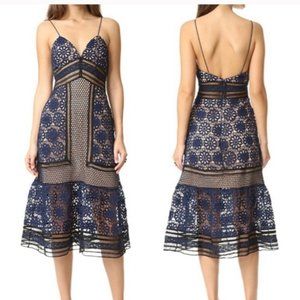 Self Portrait Lace Midi Dress blue size 6
